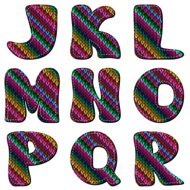 beyaz zemin üzerine örme alfabesi