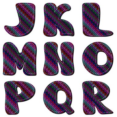 beyaz zemin üzerine örme alfabesi