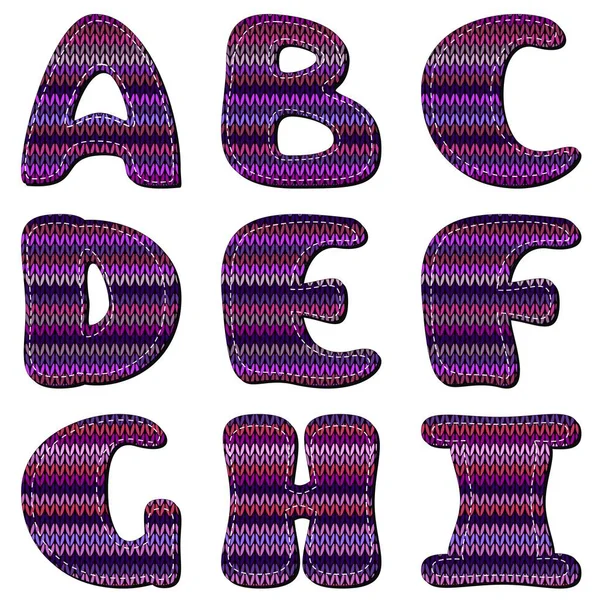 Alphabet Tricoté Sur Fond Blanc — Image vectorielle
