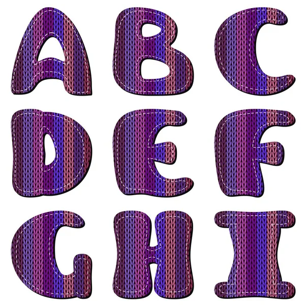 白い背景のニットのアルファベット — ストックベクタ