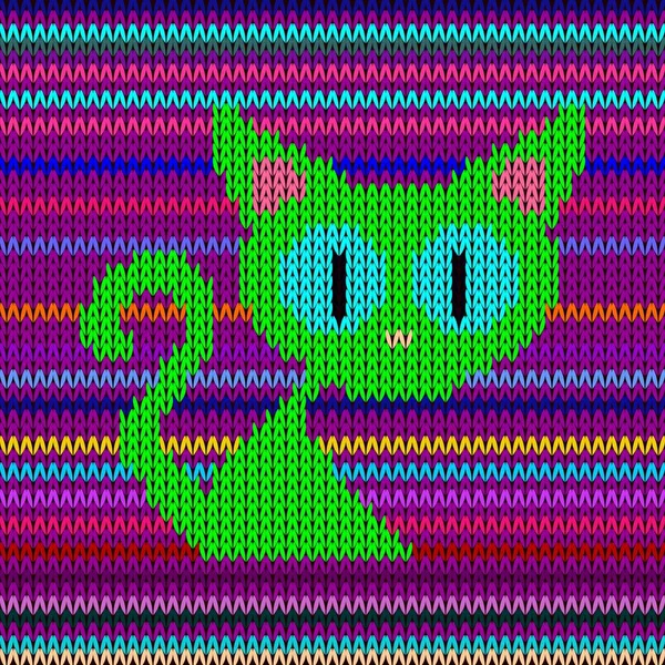 Knitted Background Cat — Stock Vector