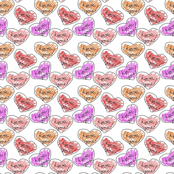 Seamless Pattern Hearts — Stock Vector