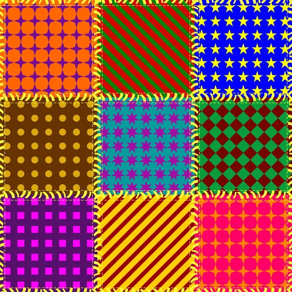 Patchwork Fond Avec Différents Modèles — Image vectorielle