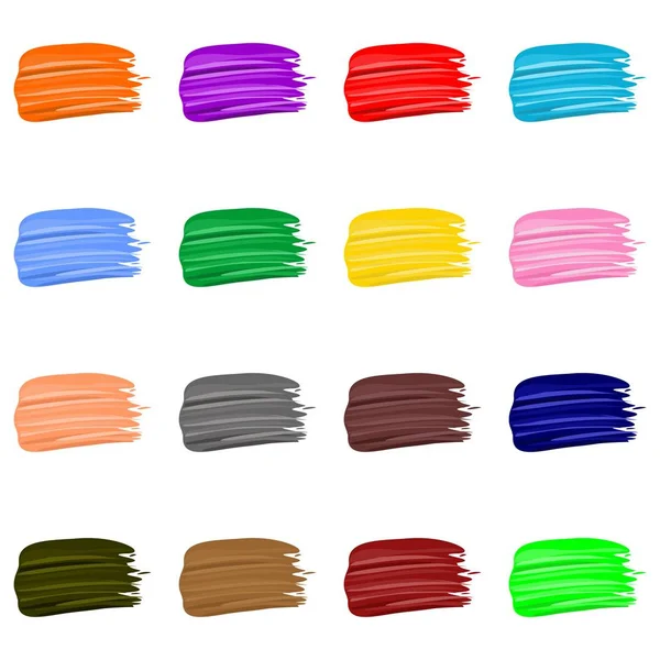 Brush Strokes Different Colors White — Stock Vector