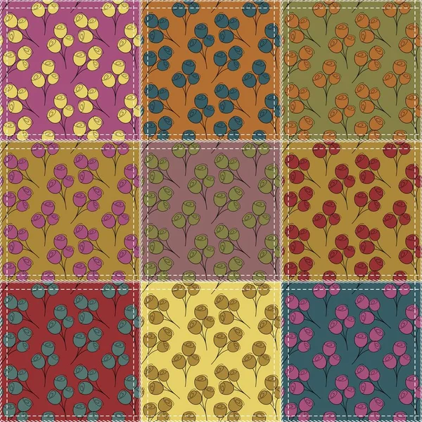 Fundo Patchwork Com Padrões Diferentes — Vetor de Stock