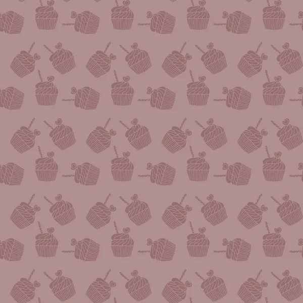 Fondo Sin Costuras Con Cupcakes Sobre Fondo Blanco — Vector de stock