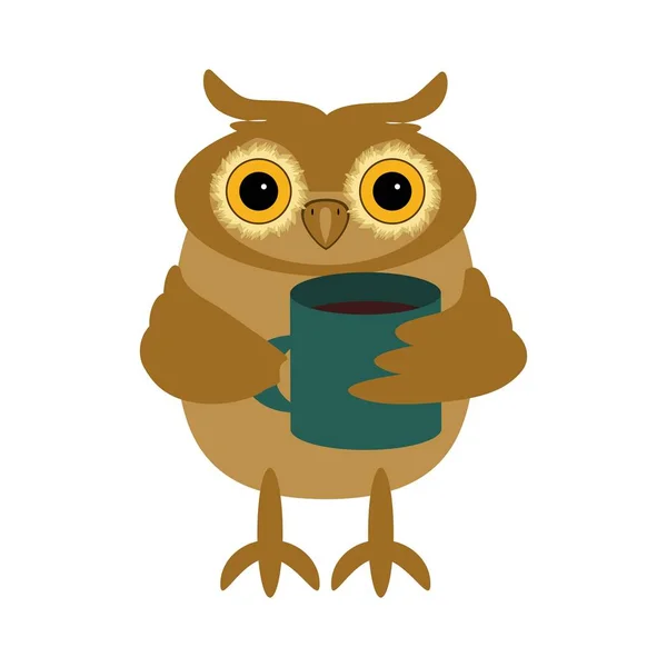 Симпатичная Сова Чашкой Кофе — стоковый вектор