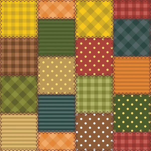 Fondo Patchwork Con Diferentes Patrones — Vector de stock