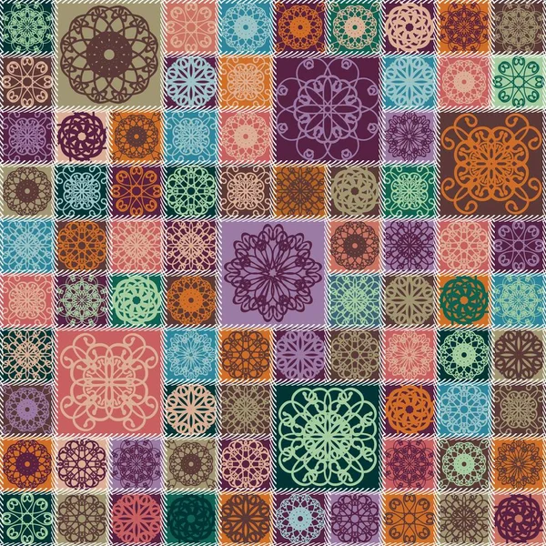 Fundo Patchwork Com Padrões Diferentes — Vetor de Stock