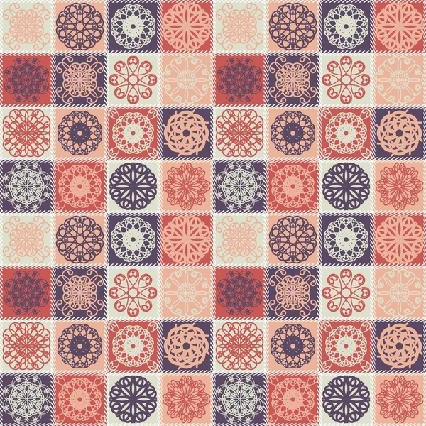 Fondo Patchwork Con Diferentes Patrones — Vector de stock