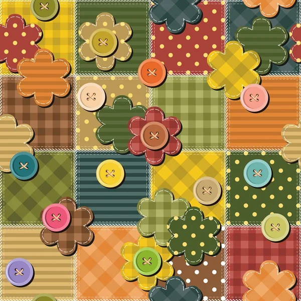 Fondo Patchwork Con Diferentes Patrones — Vector de stock