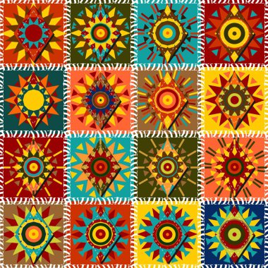 mandala etnik tarzı artalanla patchwork yorgan