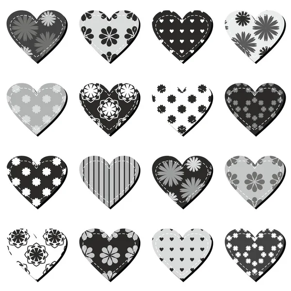 Scrapbook Corazones Sobre Fondo Blanco — Vector de stock