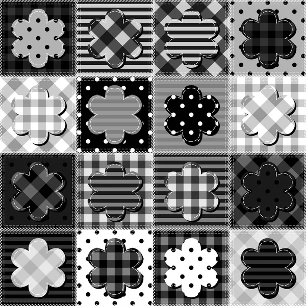 別のパターンで黒と白のパッチワーク バック グラウンド — ストックベクタ