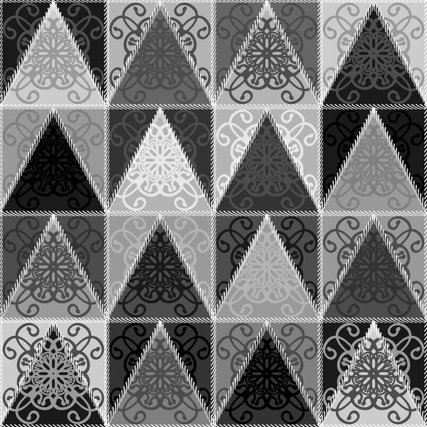 Fundo Retalhos Preto Branco Com Diferentes Padrões — Vetor de Stock
