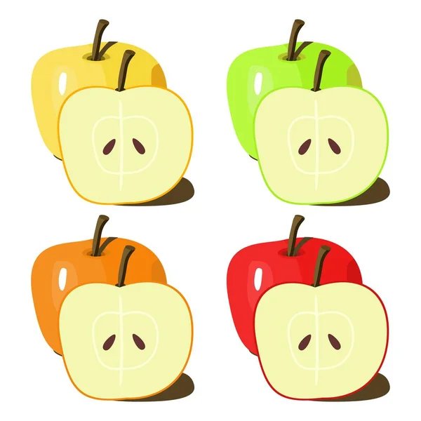 Manzanas Sobre Fondo Blanco — Vector de stock