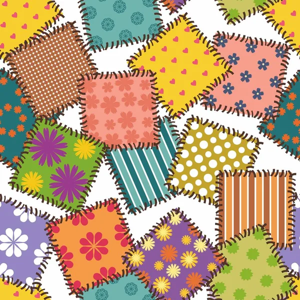 Patchwork Fond Avec Différents Modèles — Image vectorielle