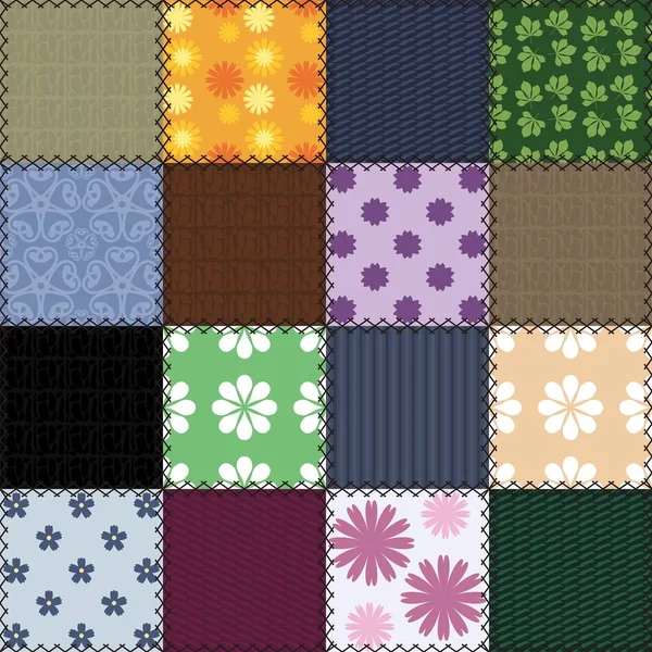 Fondo Patchwork Con Diferentes Patrones — Vector de stock