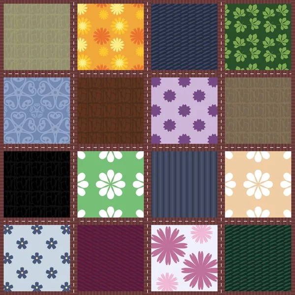 Patchwork Hintergrund Mit Unterschiedlichen Mustern — Stockvektor