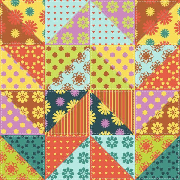 Fondo Patchwork Con Diferentes Patrones — Vector de stock