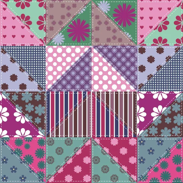 Fondo Patchwork Con Diferentes Patrones — Vector de stock