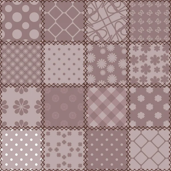 Fondo Patchwork Con Diferentes Patrones — Vector de stock