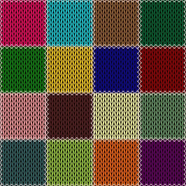 Patchwok Knitted Background Different Patterns — Stock Vector
