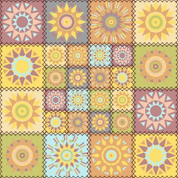 Fondo Patchwork Con Diferentes Patrones — Vector de stock