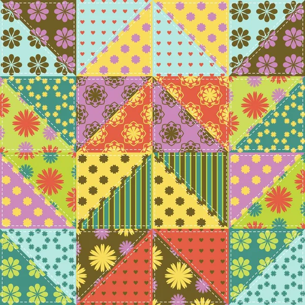 Fondo Patchwork Con Diferentes Patrones — Vector de stock