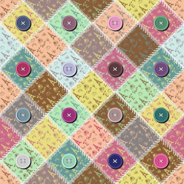 Fondo Patchwork Con Diferentes Patrones — Vector de stock