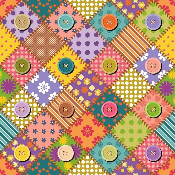 Fondo Patchwork Con Diferentes Patrones — Vector de stock