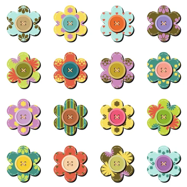 Scrapbook Flowers White Background — Stock Vector