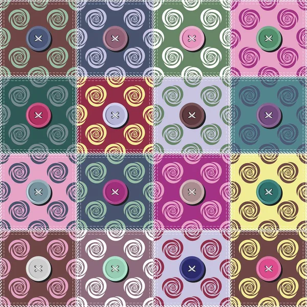 Fondo Patchwork Con Diferentes Patrones — Vector de stock