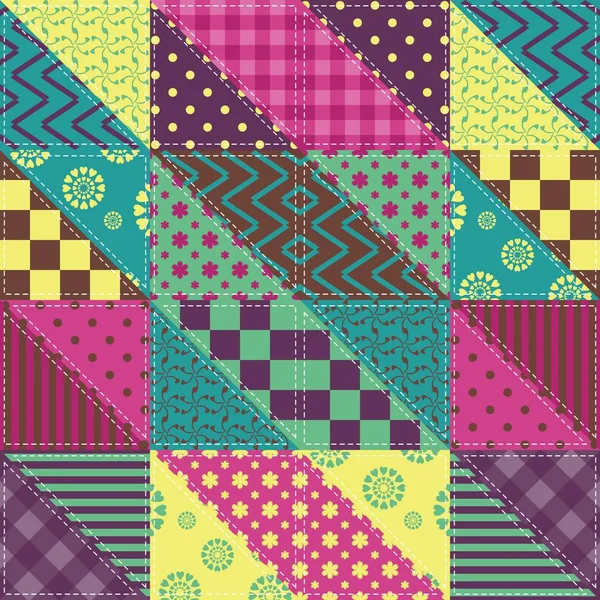 Fondo Patchwork Con Diferentes Patrones — Vector de stock