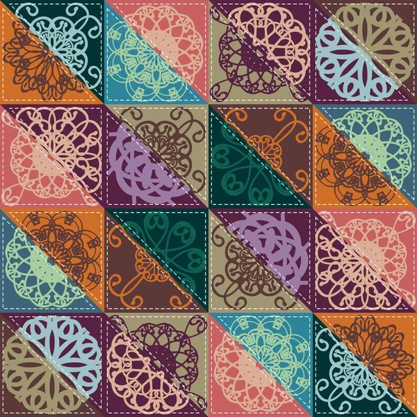 Patchwork Background Different Patterns — Stock Vector