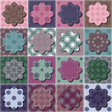patchwork arka çiçekli