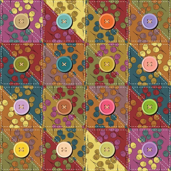 Fondo Patchwork Con Diferentes Patrones — Vector de stock