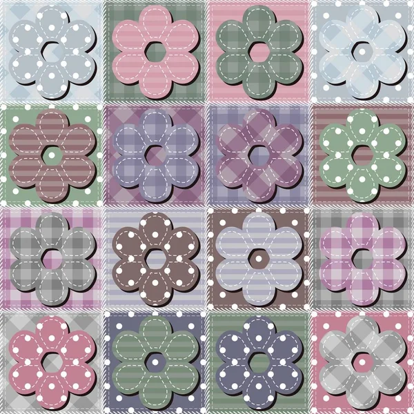 Patchwork Fundo Com Flores — Vetor de Stock