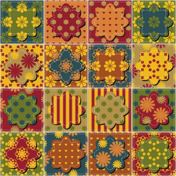 Fondo Patchwork Con Diferentes Patrones — Archivo Imágenes Vectoriales