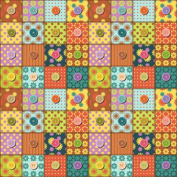 Patchwork Fundo Com Diferentes Padrões Botões — Vetor de Stock