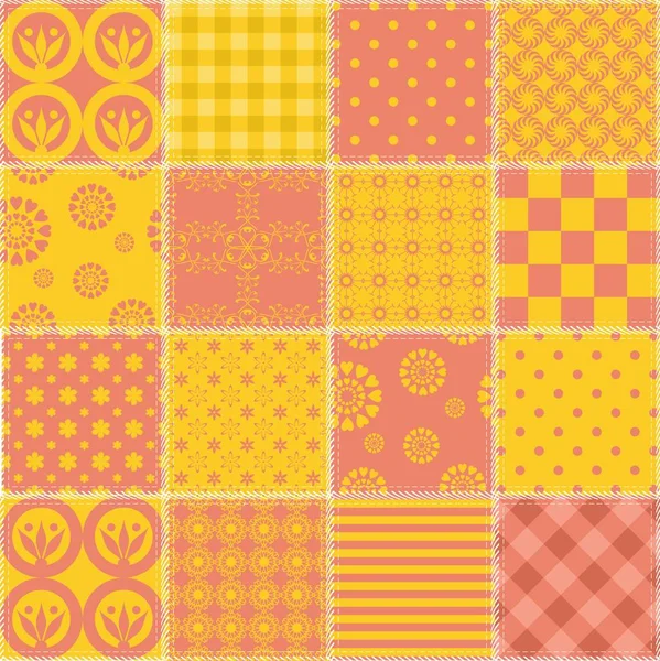 Fondo Patchwork Con Diferentes Patrones — Vector de stock