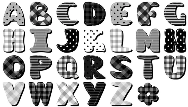 Patchwork Sammelalbum Alphabet Auf Weißem Hintergrund — Stockvektor