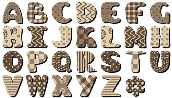 Alphabet Différent Scrapbook Textile Sur Fond Blanc — Image vectorielle