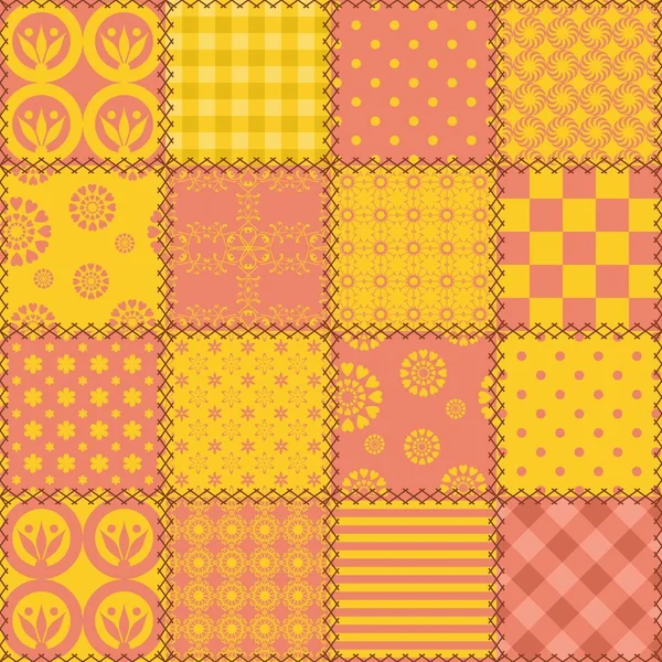 Fondo Patchwork Con Diferentes Patrones — Vector de stock