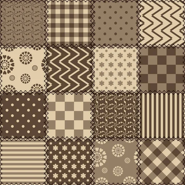 Fondo Patchwork Con Diferentes Patrones — Vector de stock