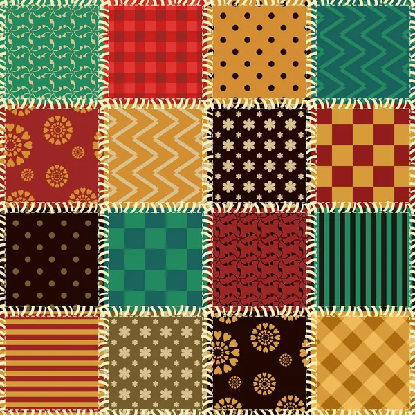 Fondo Patchwork Con Diferentes Patrones — Vector de stock