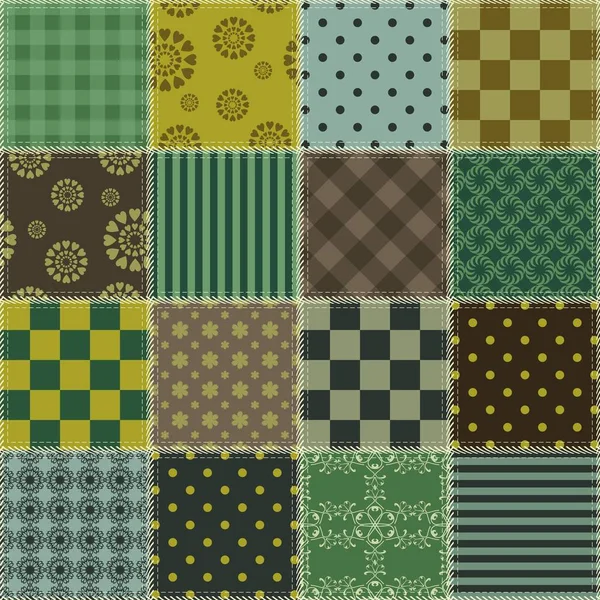 Fundo Patchwork Com Padrões Diferentes — Vetor de Stock