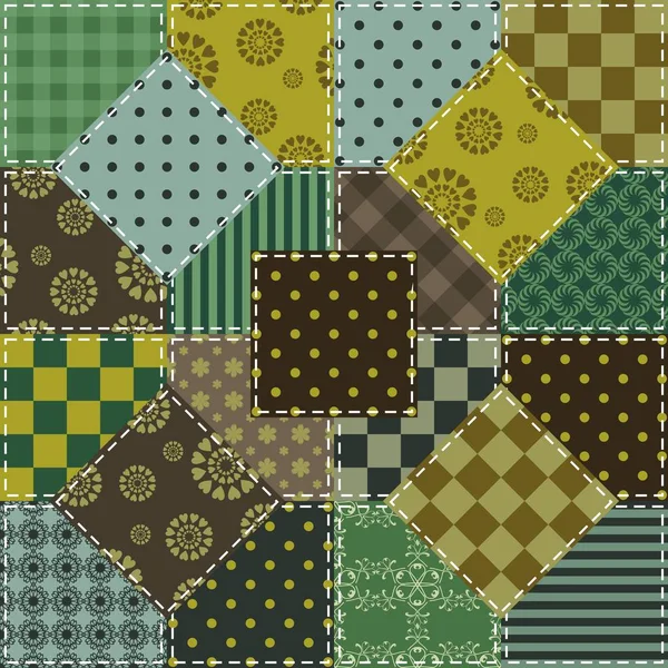 Fondo Patchwork Con Diferentes Patrones — Archivo Imágenes Vectoriales