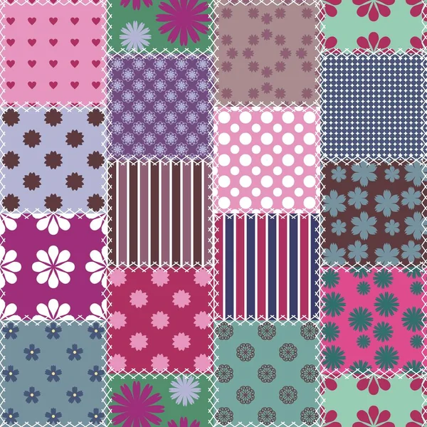 Patchwork Fond Avec Différents Modèles — Image vectorielle