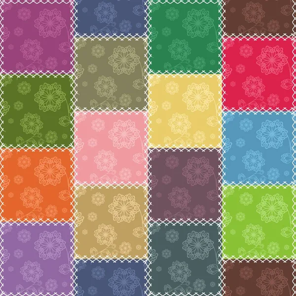 Fondo Patchwork Con Diferentes Patrones — Vector de stock